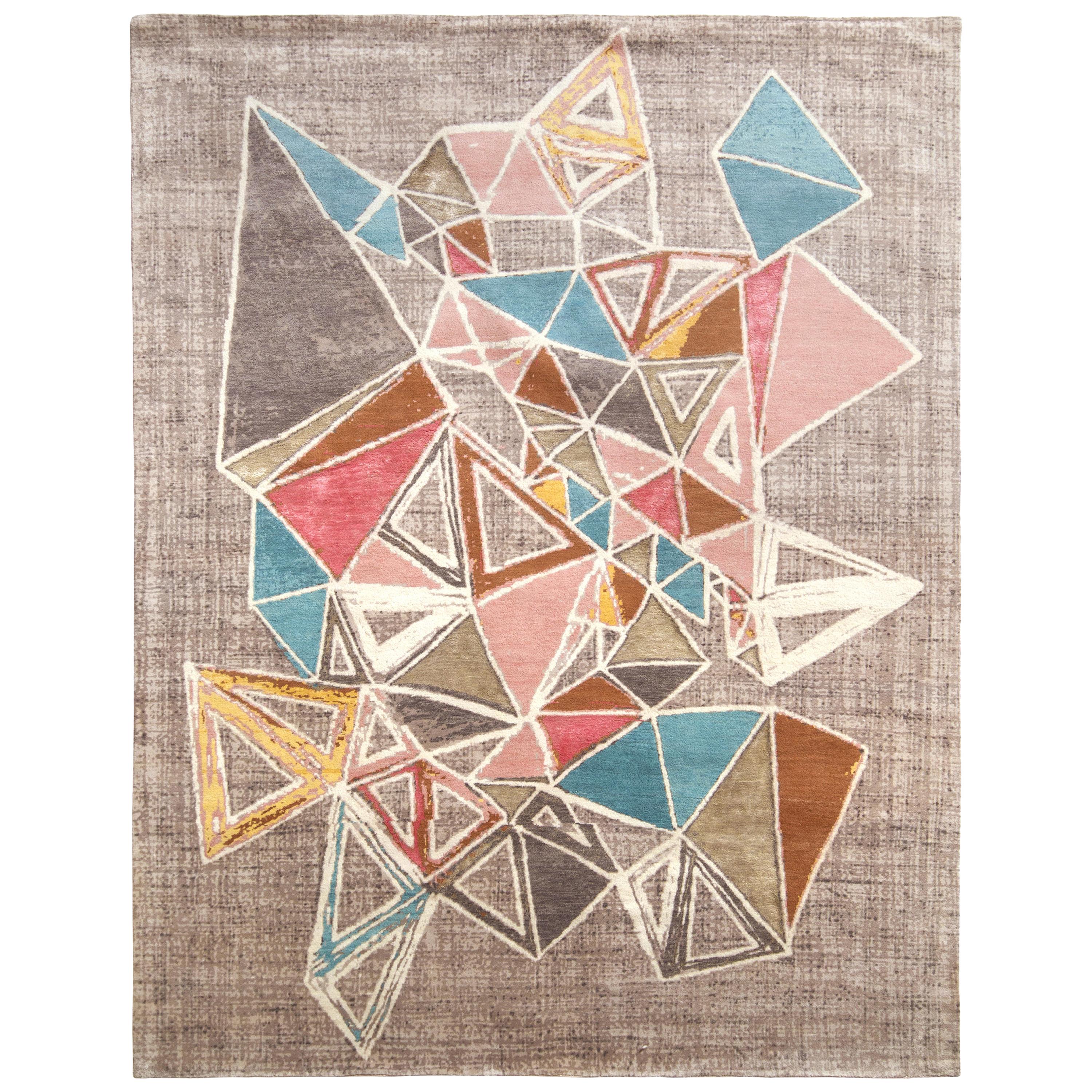 Rug & Kilim's Hand Knotted Mid-Century Modern Style Rug in Gray For Sale