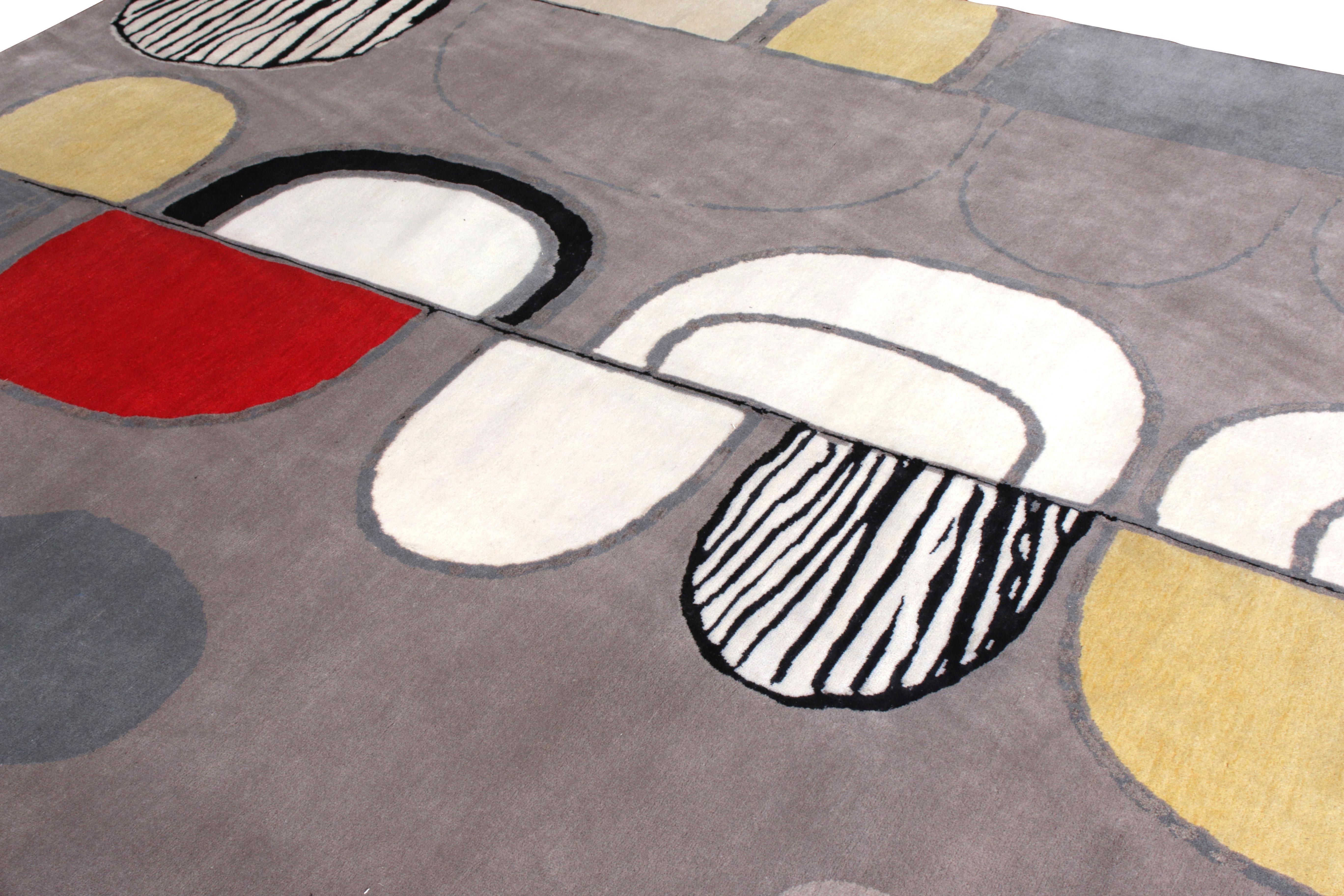 Hand-Knotted Rug & Kilim's Hand Knotted Mid-Century Modern Style Rug in Silver Gray