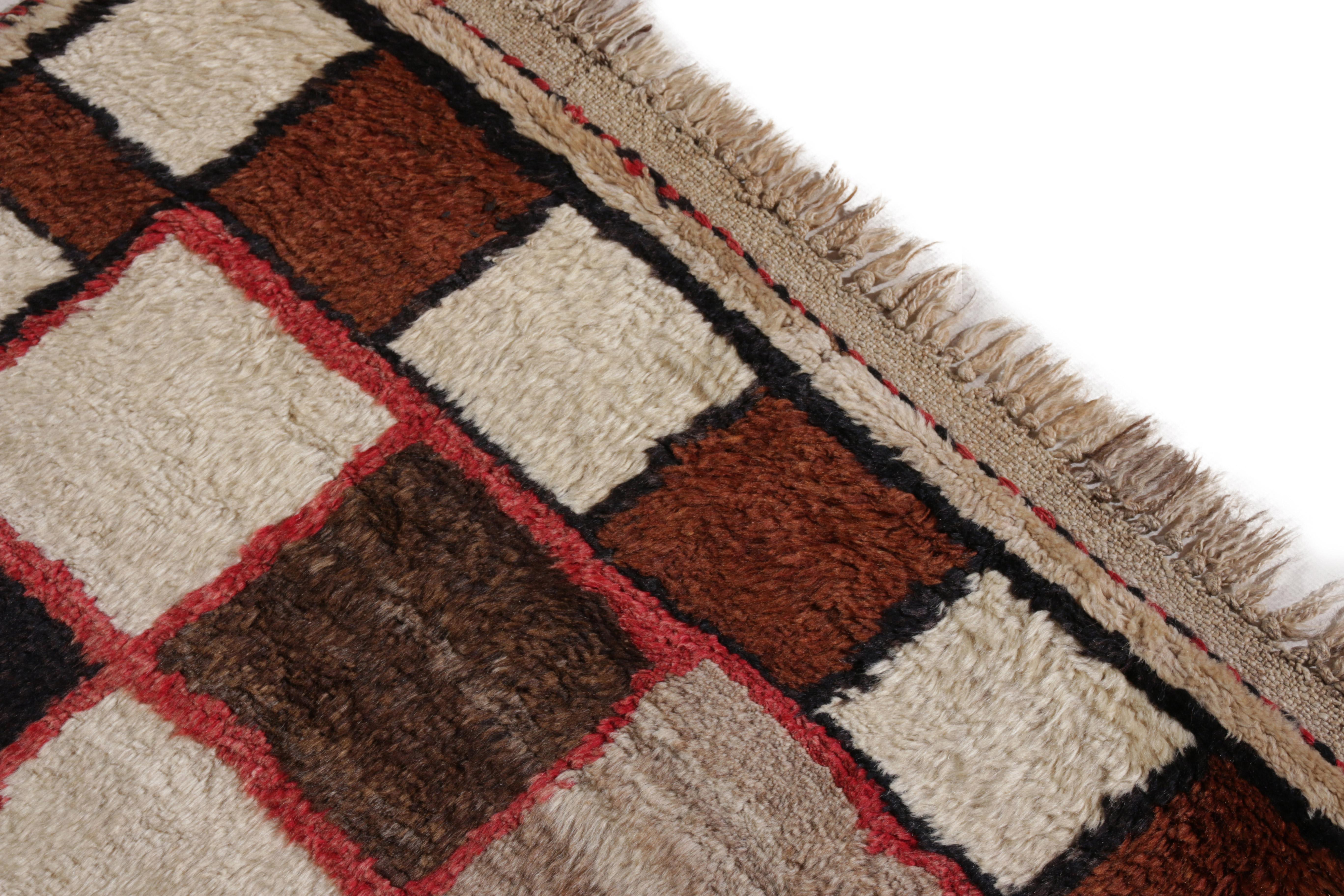 Persian Hand Knotted Midcentury Vintage Gabbeh Rug Geometric Pattern by Rug & Kilim For Sale