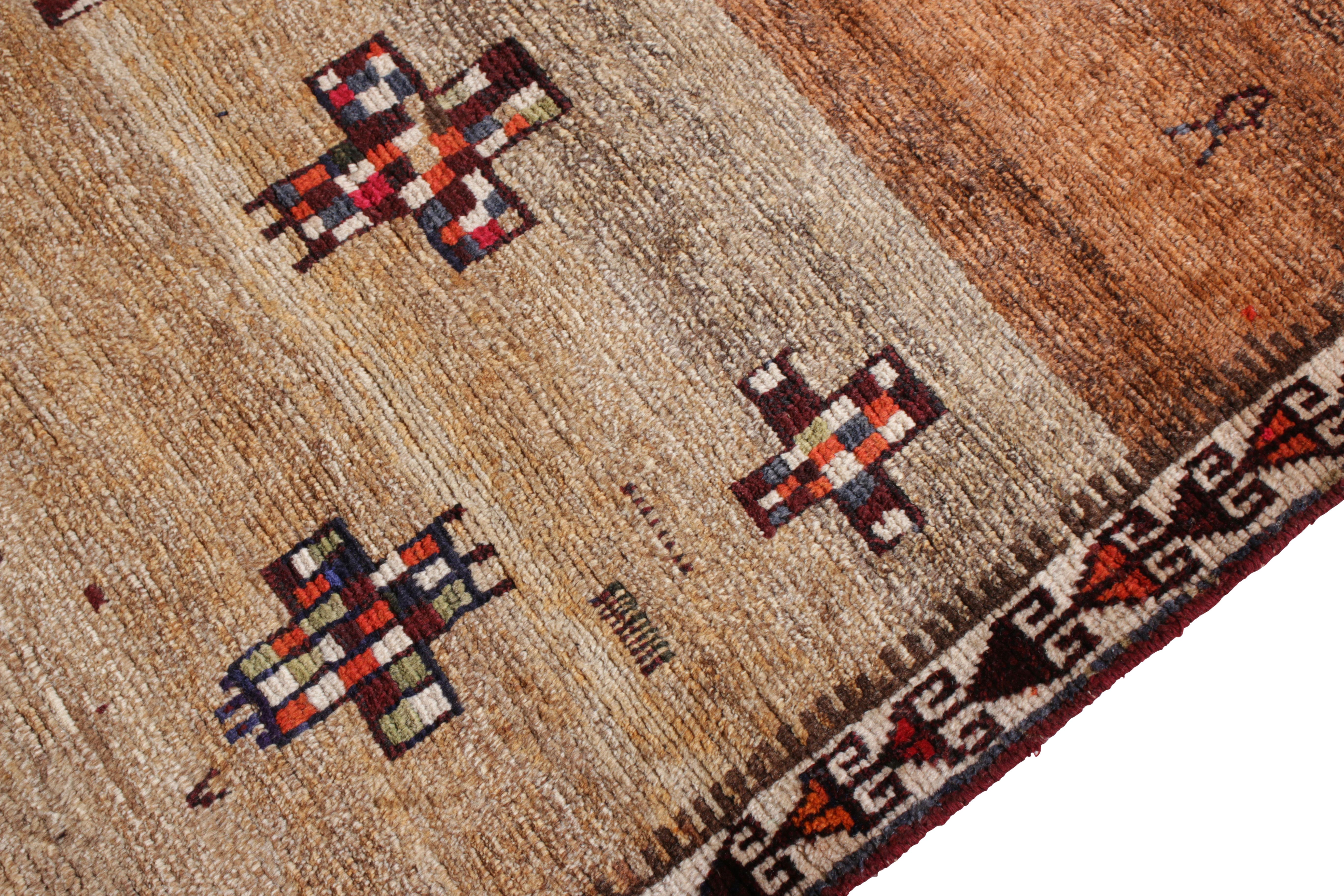 Tribal Hand Knotted Midcentury Vintage Gabbeh Rug Persian Rug Design by Rug & Kilim For Sale