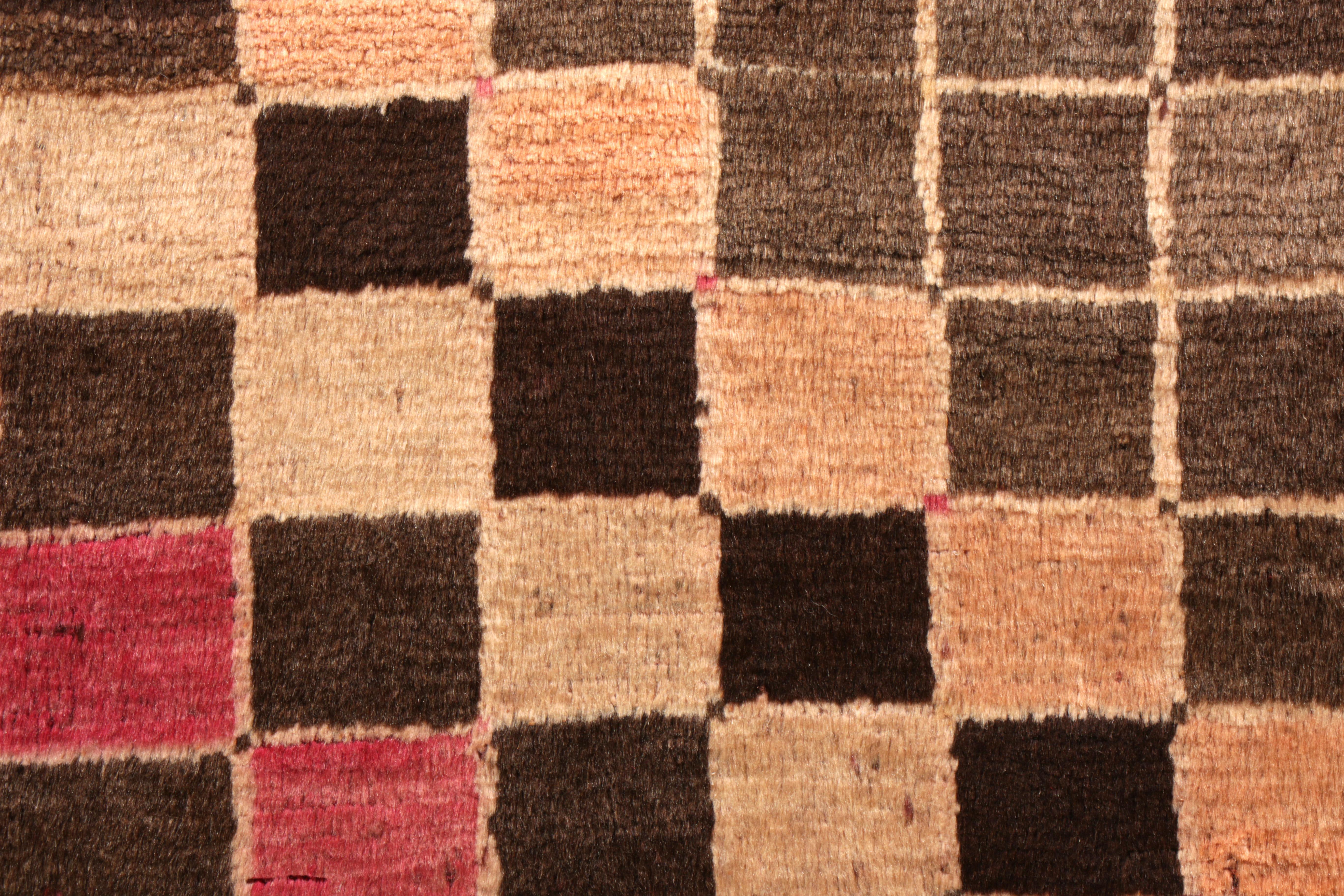 Persian Hand Knotted Midcentury Vintage Gabbeh Rug Geometric Pattern by Rug & Kilim For Sale