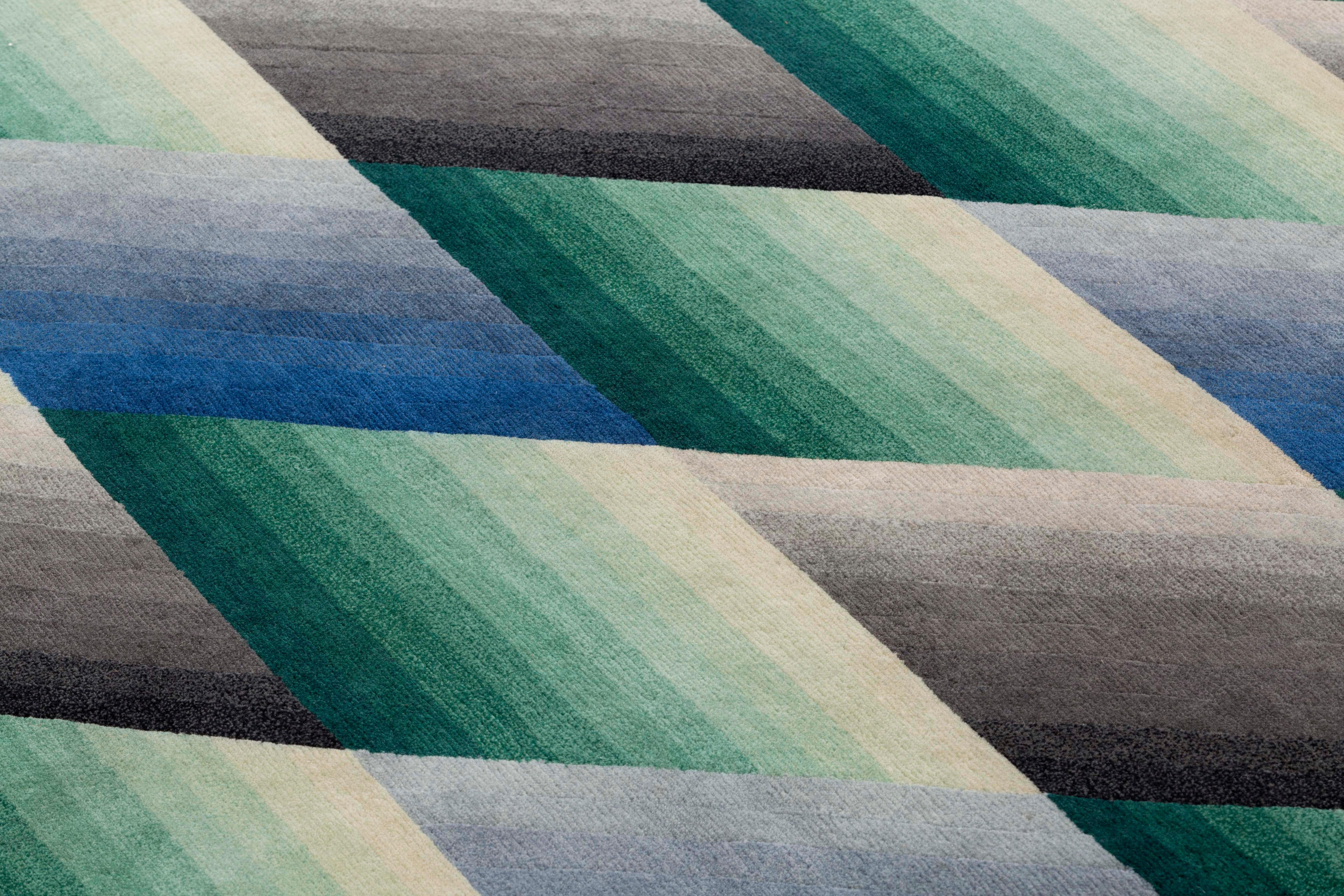 Patricia Urquiola creates another modern classic accessory. Mirage, the new collection of rugs designed for GAN, is destined to become a treasured icon. Color, geometry and superimposition are combined with this rug of pure New Zealand wool