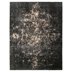 Tapis moderne abstrait noué à la main de Kilim en noir, blanc et motifs sur toute la surface