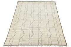 Alfombra Geométrica De Lana Anudada A Mano Estilo Moderno Beni Ourain En Marfil 10x14