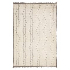 Alfombra Geométrica De Lana Anudada A Mano Estilo Moderno Beni Ourain En Marfil 10x14