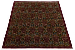 Hand-Knotted Modern Bidjar Style Wool Area Rug Intricate Crimson & Ochre Damask
