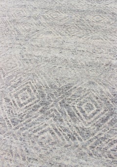 Hand-Knotted Modern Diamond Design Area Rug in Gray-Green by Keivan Woven Arts