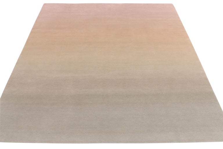 Rug and Kilim's Hand-Knotted Modern Gradiant Rug in Pink, Beige and ...