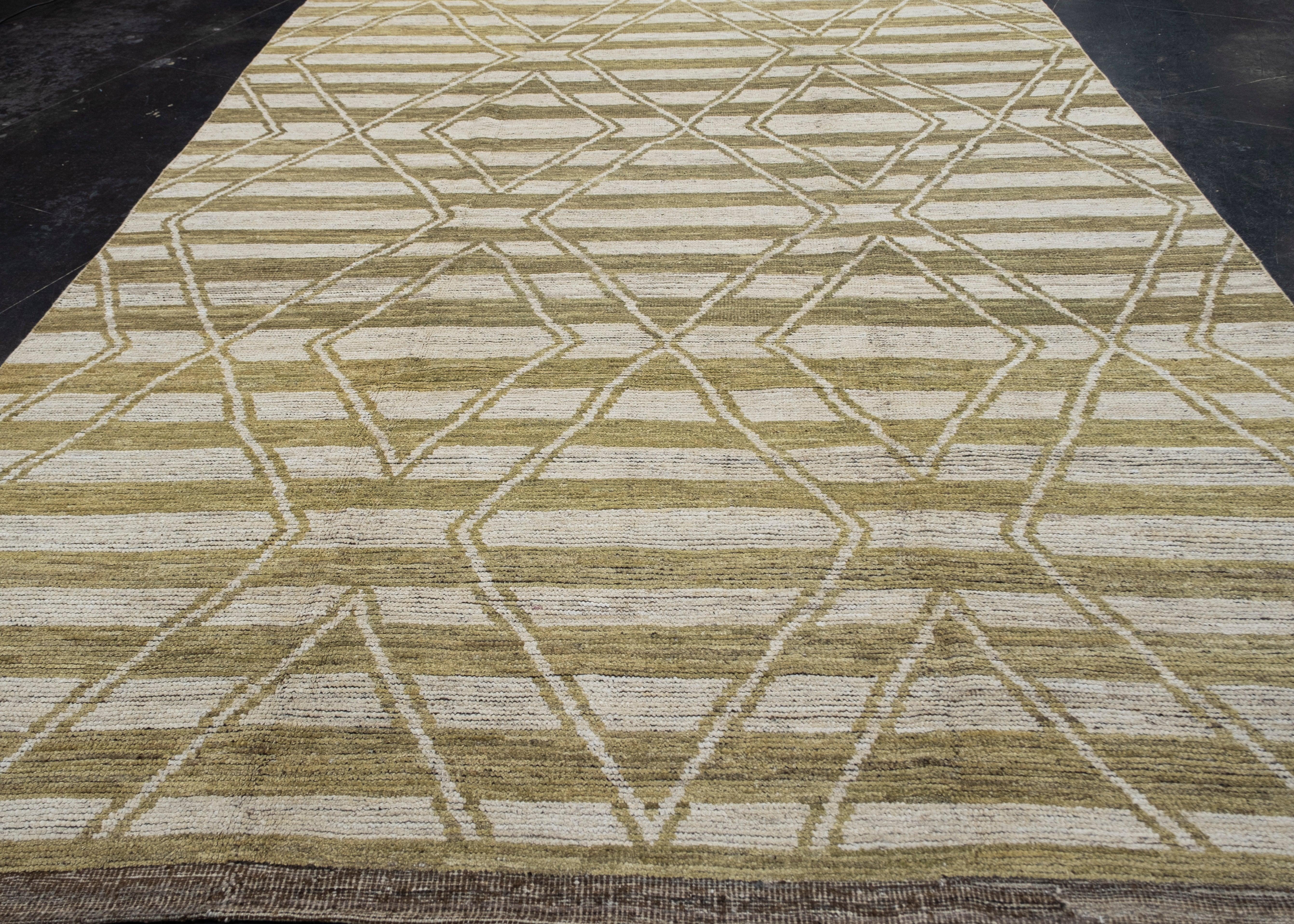 Alfombra marroquí moderna anudada a mano 9'2
