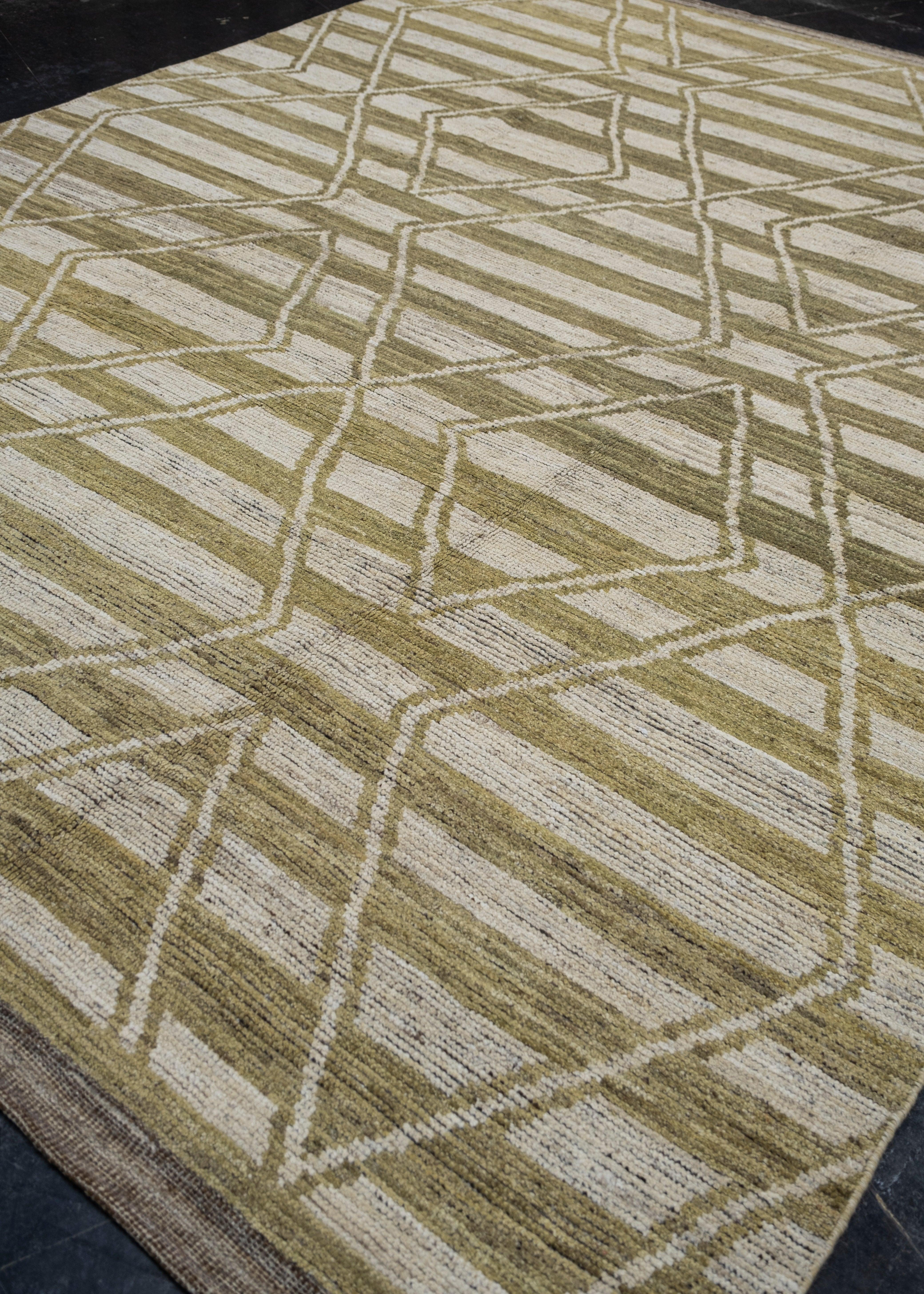 Alfombra marroquí moderna anudada a mano 9'2
