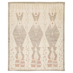 Hand-Knotted Modern Moroccan Tribal Wool Rug – Earthy Geometric Tones