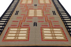 Hand-Knotted Modern Navajo Style Grey Wool Rug - Geometric Arrow Motif - 9x12