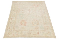 Handgeknüpftes modernes Oushak Stil Wolle Bereich Teppich - weiche Pastell Transitional 10X13