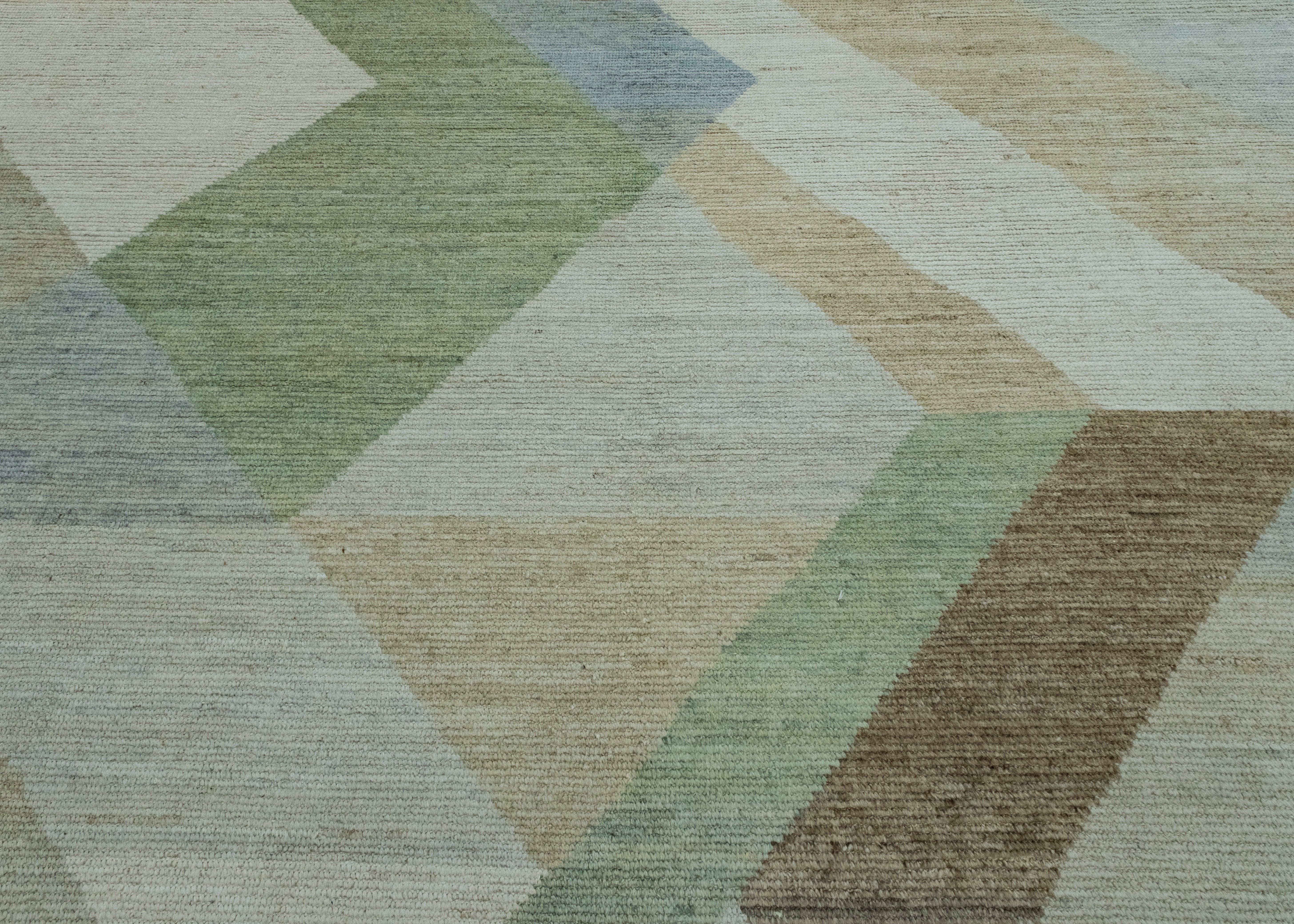 XXI secolo e contemporaneo Hand Knotted Modern Rug 10'5