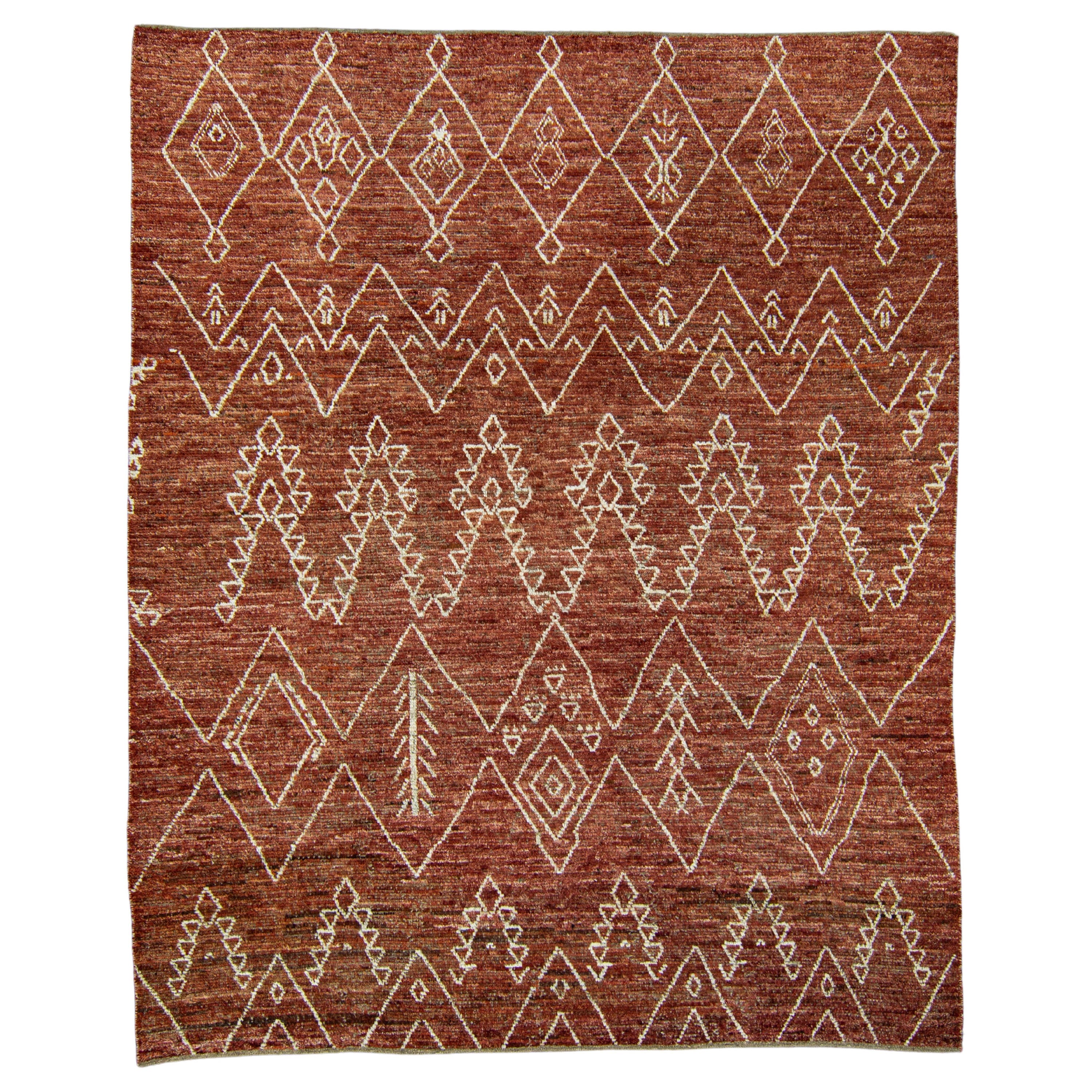 Alfombra moderna anudada a mano 9'1" x 11'2" #1000 en venta