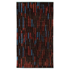 Rug & Kilim's Hand-Knotted Modern Rug in Brown, Red and Blue Deco Pattern