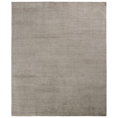 Rug & Kilim's Hand Knotted Modern Rug in Silver Gray Solid Pattern