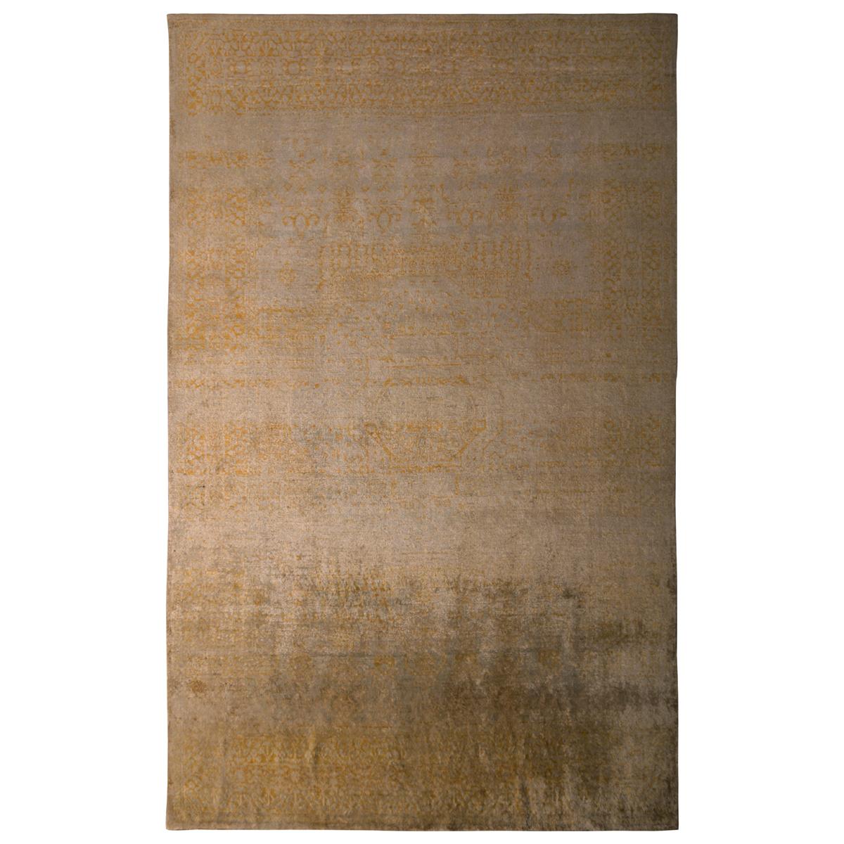 Rug & Kilim's Hand Knotted Modern Silk Rug Beige and Orange Shabby Chic Pattern