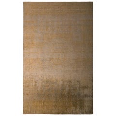 Tapis et tapis Kilim en soie moderne noué à la main beige et orange motif Shabby Chic