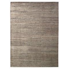 Rug & Kilim's Hand-Knotted Modern Tone-on-Tone Gray Beige Rug, Solid Silk