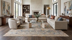 Hand-Knotted Modern Tribal Abstract Indian Wool Area Rug Bidjar Inspired 13x18