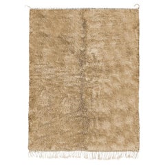 Hand-Knotted Moroccan Beni Mrirt Plush Rug, 10’x13’, Solid Oat, Custom-Made