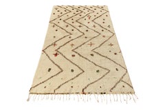 Vintage Moroccan Berber Rug in Beige with Brown Chevrons, from Rug & Kilim