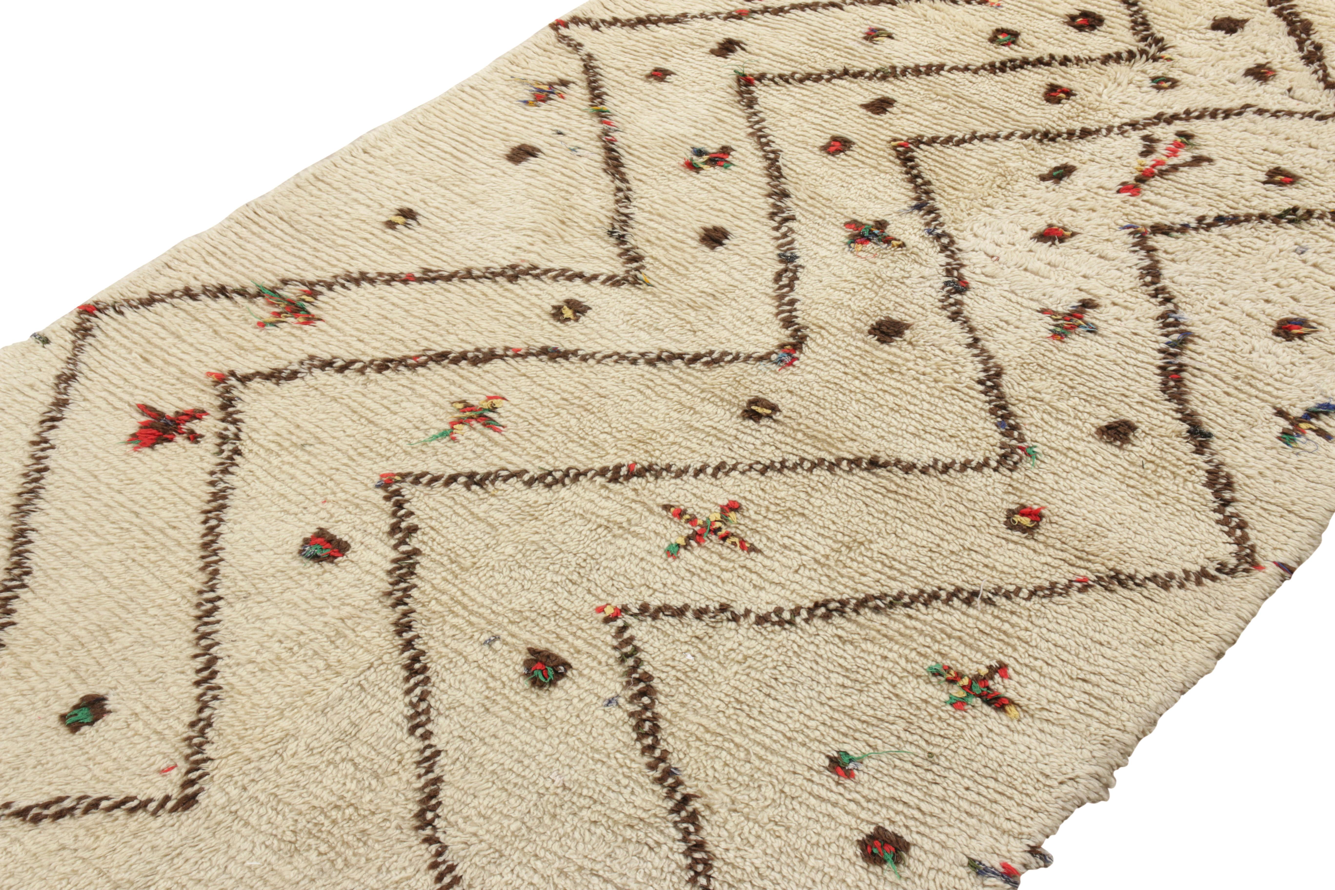 Other Vintage Moroccan Berber Rug in Beige with Brown Chevrons, from Rug & Kilim For Sale