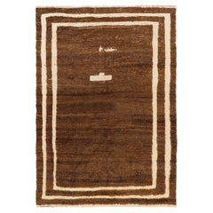 Alfombra Tulu Estilo Bereber Marroquí Anudada a Mano de Lana Natural Beige y Marrón