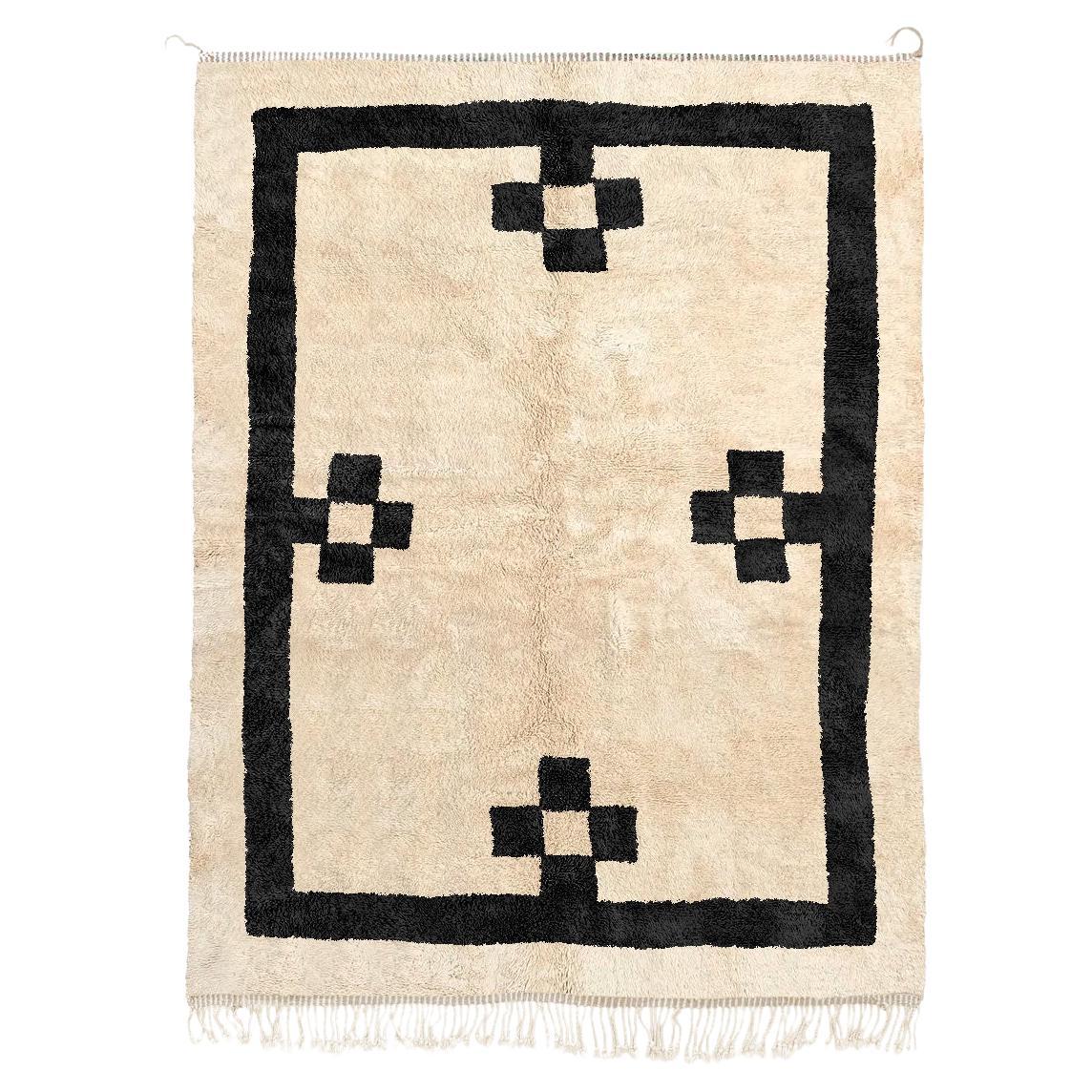 Hand-Knotted Moroccan rug 3’x5’, Tribal Pattern Plush Rug, Custom-Made For Sale