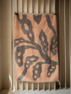 Hand-Knotted Moroccan rug 6’x9’, Pink and Grey Botanical Design, Custom-Made