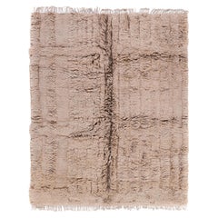 Tapis marocain noué à la main en laine taupe - Design géométrique contemporain