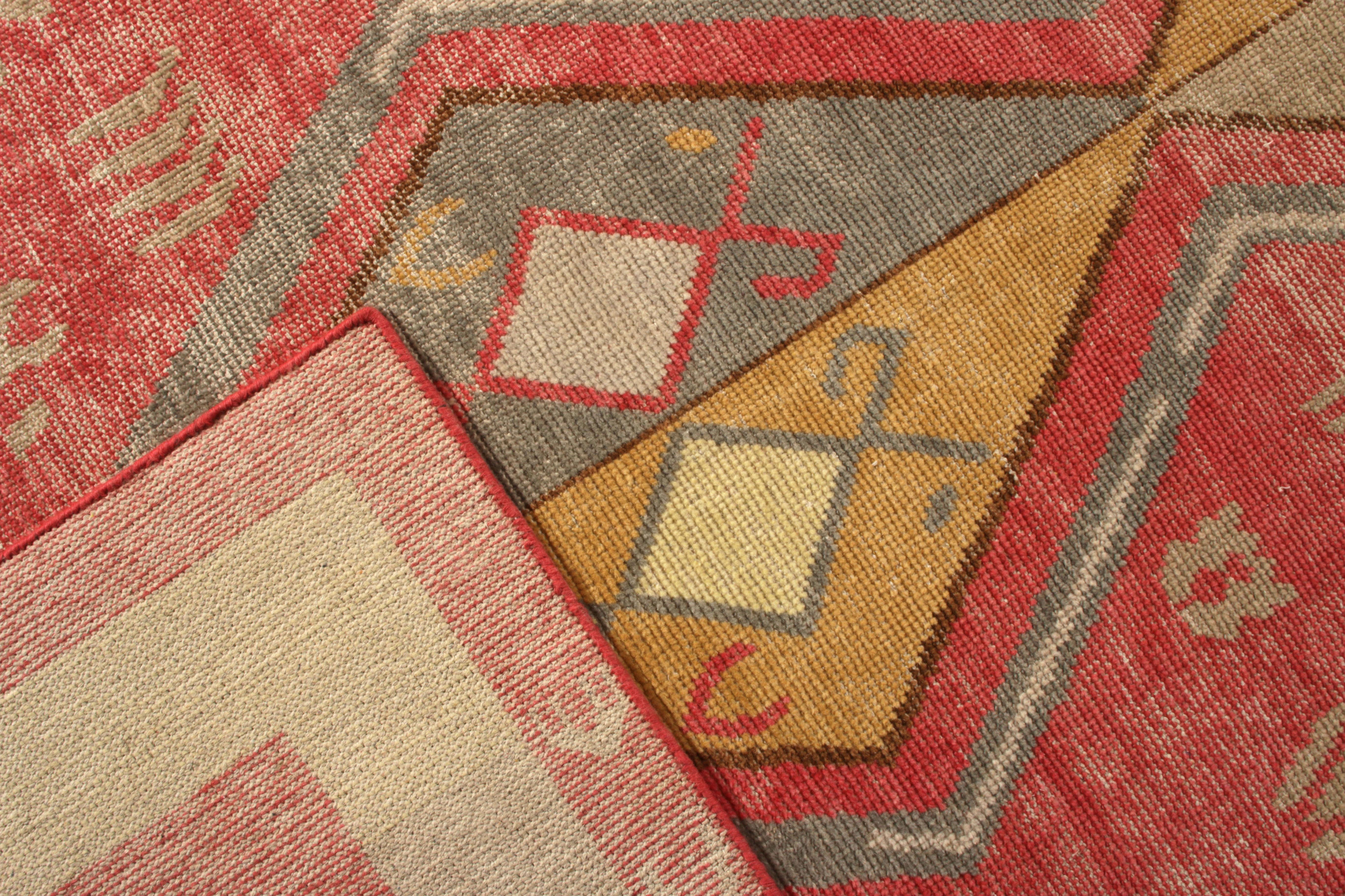 Wool Rug & Kilim's Hand-Knotted Tribal-Style Rug, Red Gold Diamond Pattern