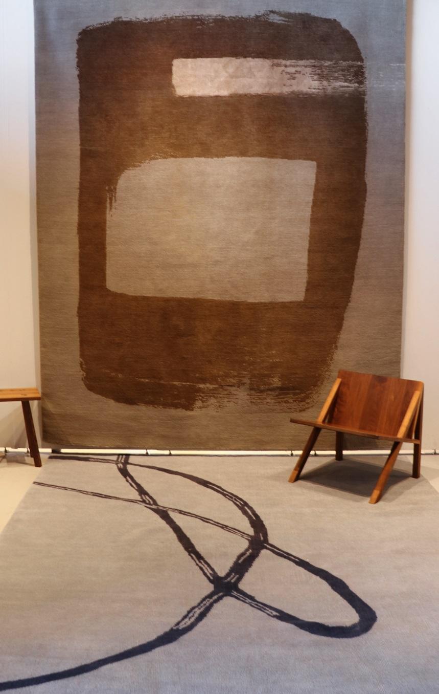 Grey Brown Nude Contemporary Modern Abstract Hand-Knotted Wool Rug In New Condition In New York, NY