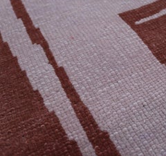 Hand-Knotted Contemporary Abstract Design Light Pink Blush Brown Rug