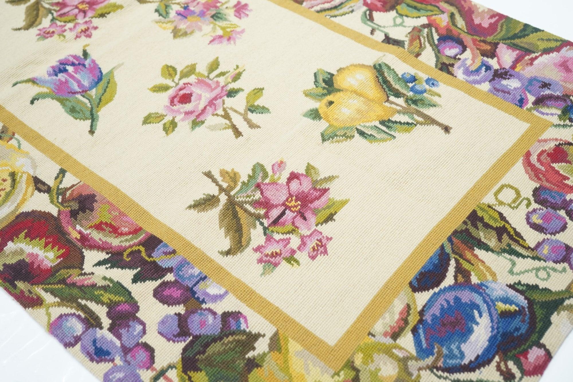Contemporary Hand Knotted Needle Point Wool Rug 2'5'' x 10'0