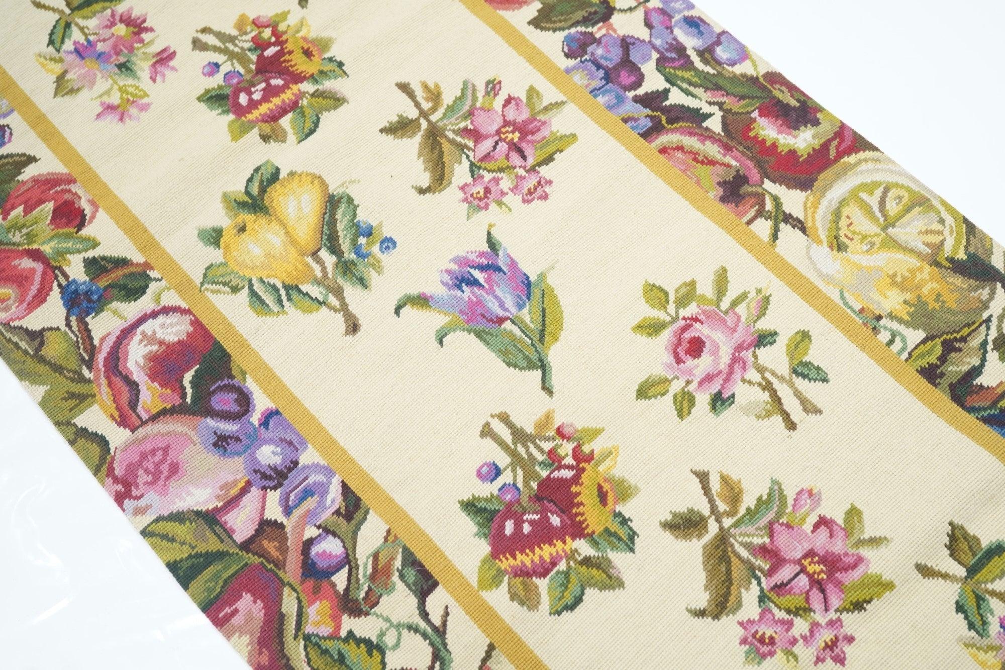 Hand Knotted Needle Point Wool Rug 2'5'' x 10'0