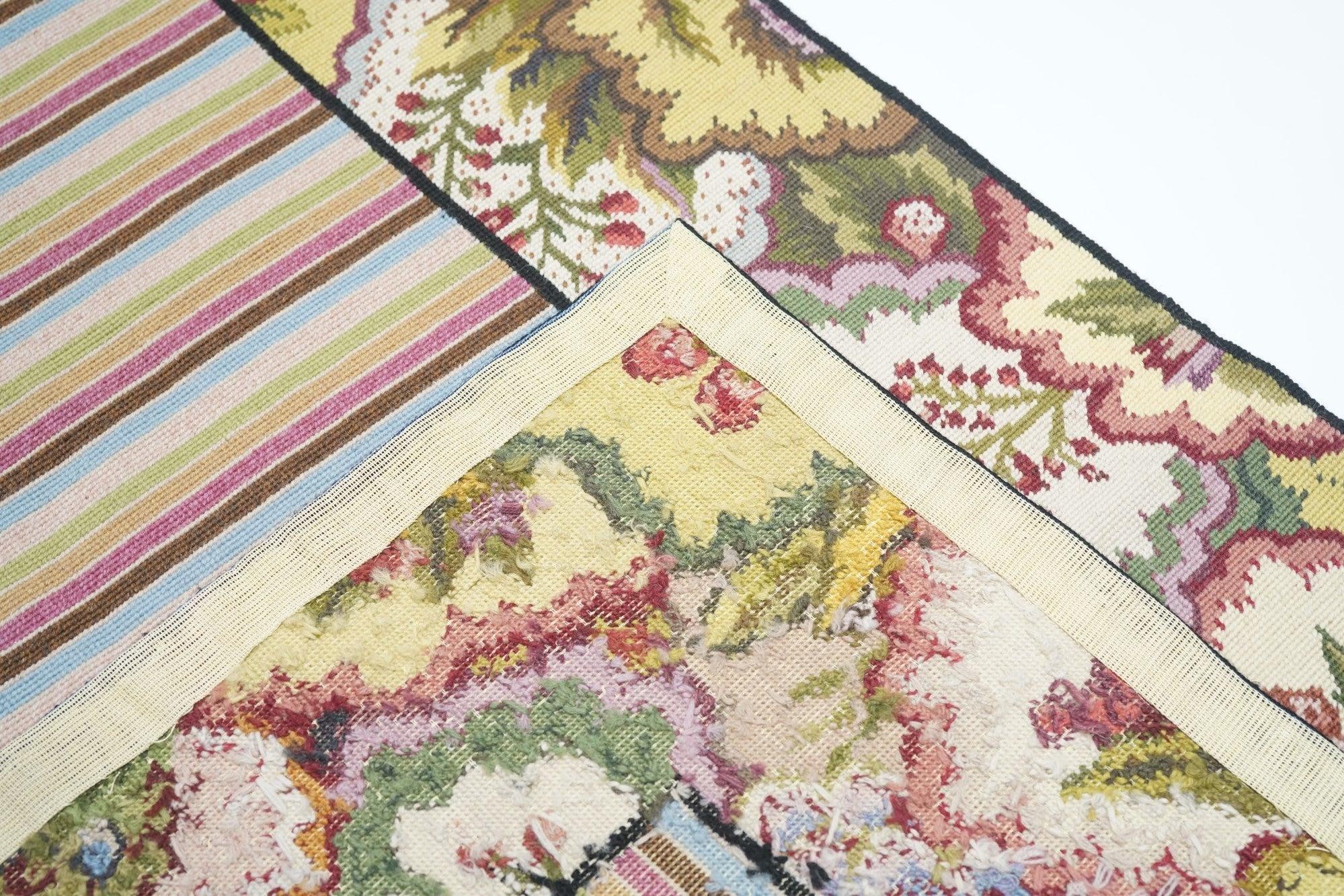 Hand Knotted Needle Point Wool Rug 3' x 8' For Sale 5