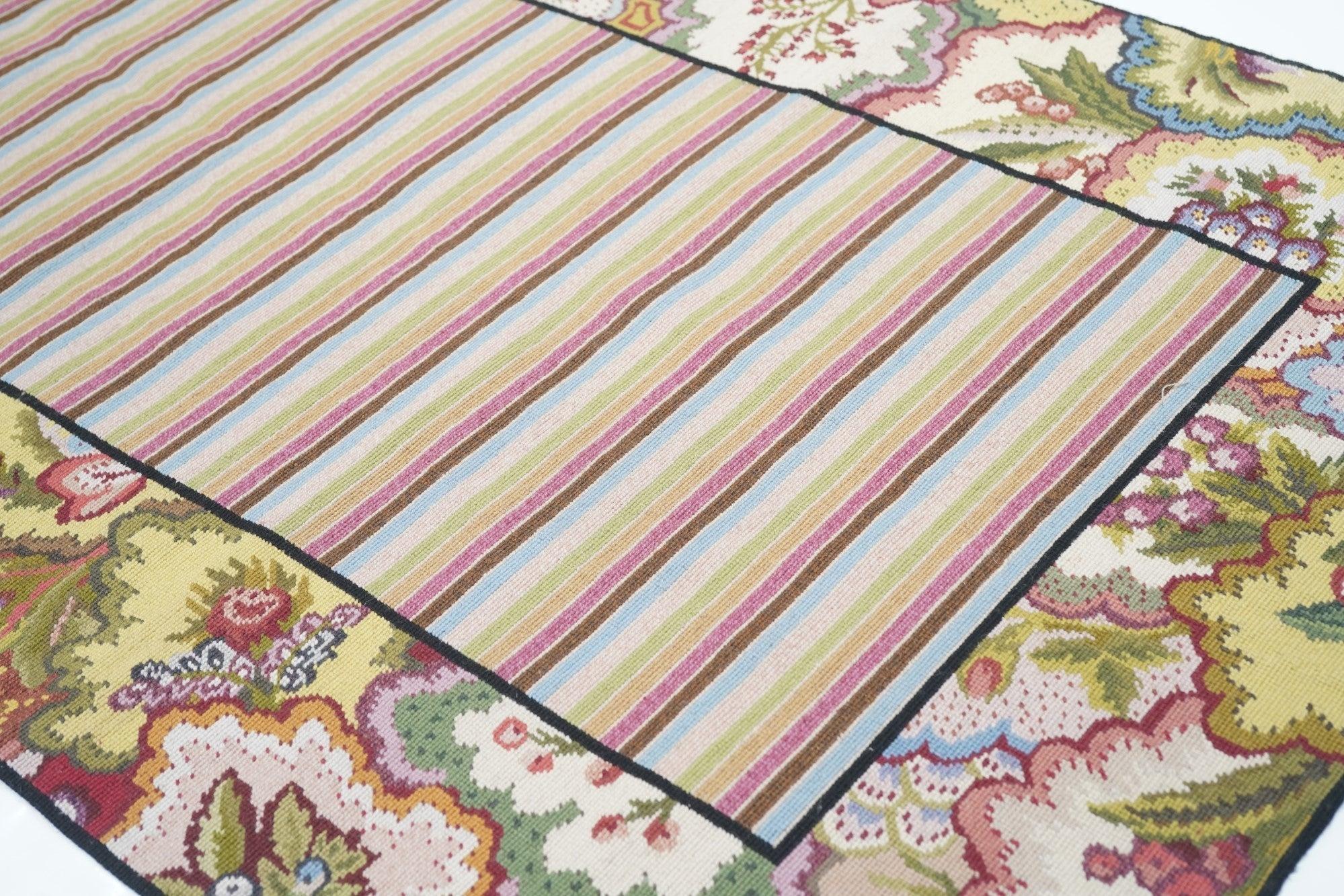 Contemporary Hand Knotted Needle Point Wool Rug 3' x 8' For Sale