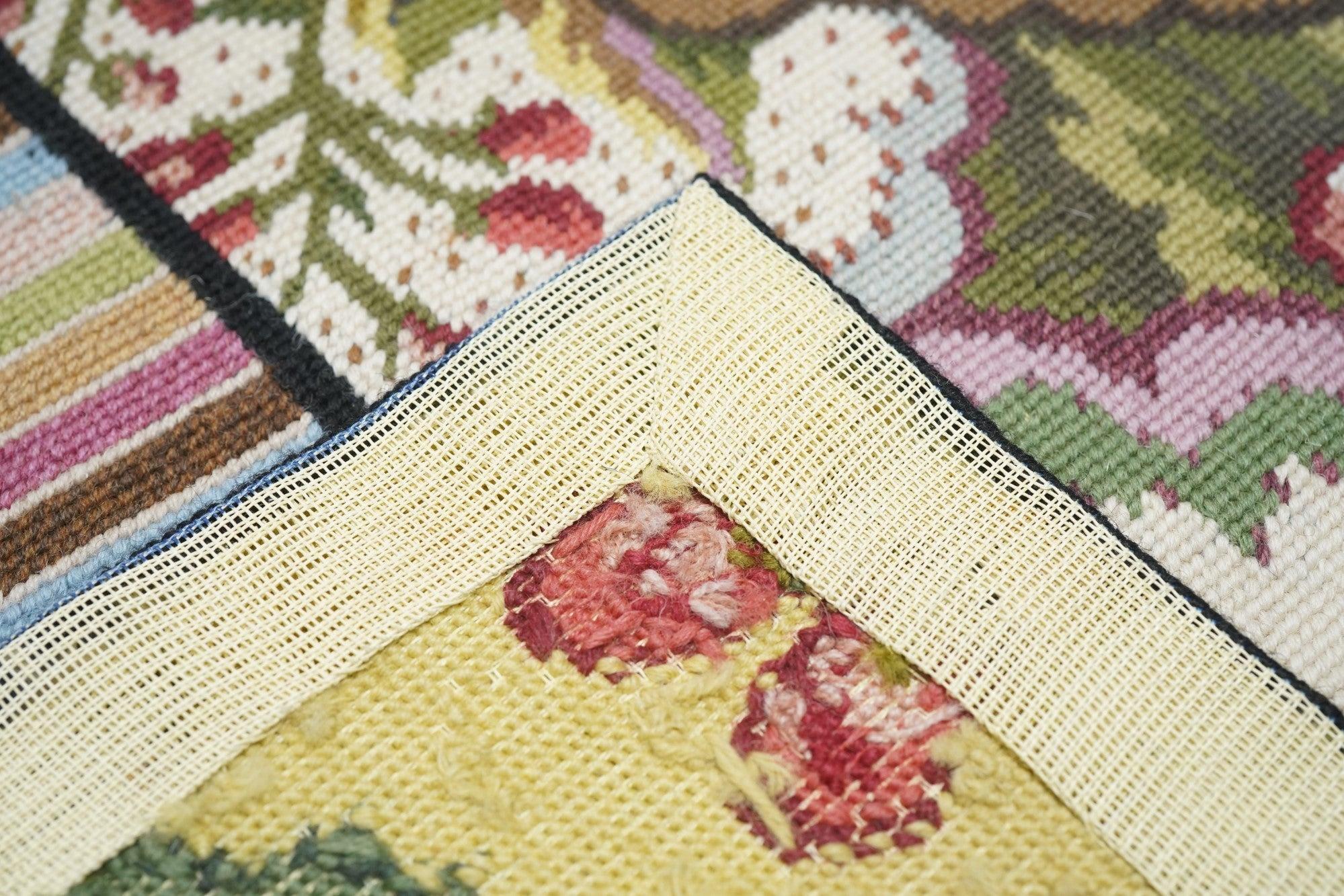 Hand Knotted Needle Point Wool Rug 3' x 8' For Sale 4