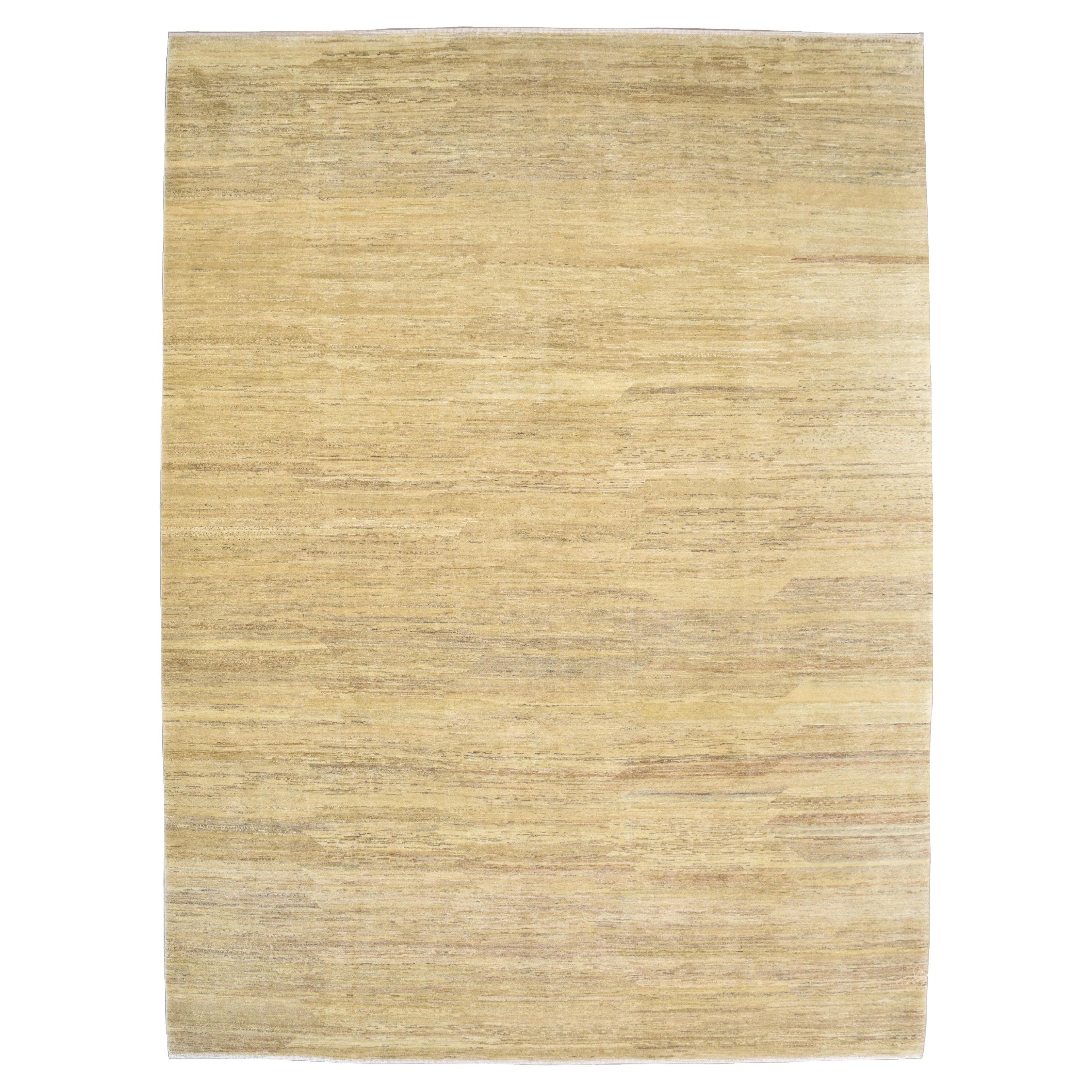 Handgeknüpfter, neutraler, minimalistischer, minimalistischer persischer Wollteppich in Beige und Sand, 8' x 10'