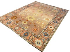 Hand Knotted Neutral Toned Modernized Oushak Rug by Gordian Rugs