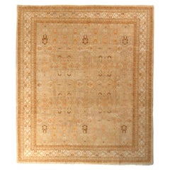 Hand Knotted New Agra Style Custom Rug in Beige and Brown All-Over Pattern