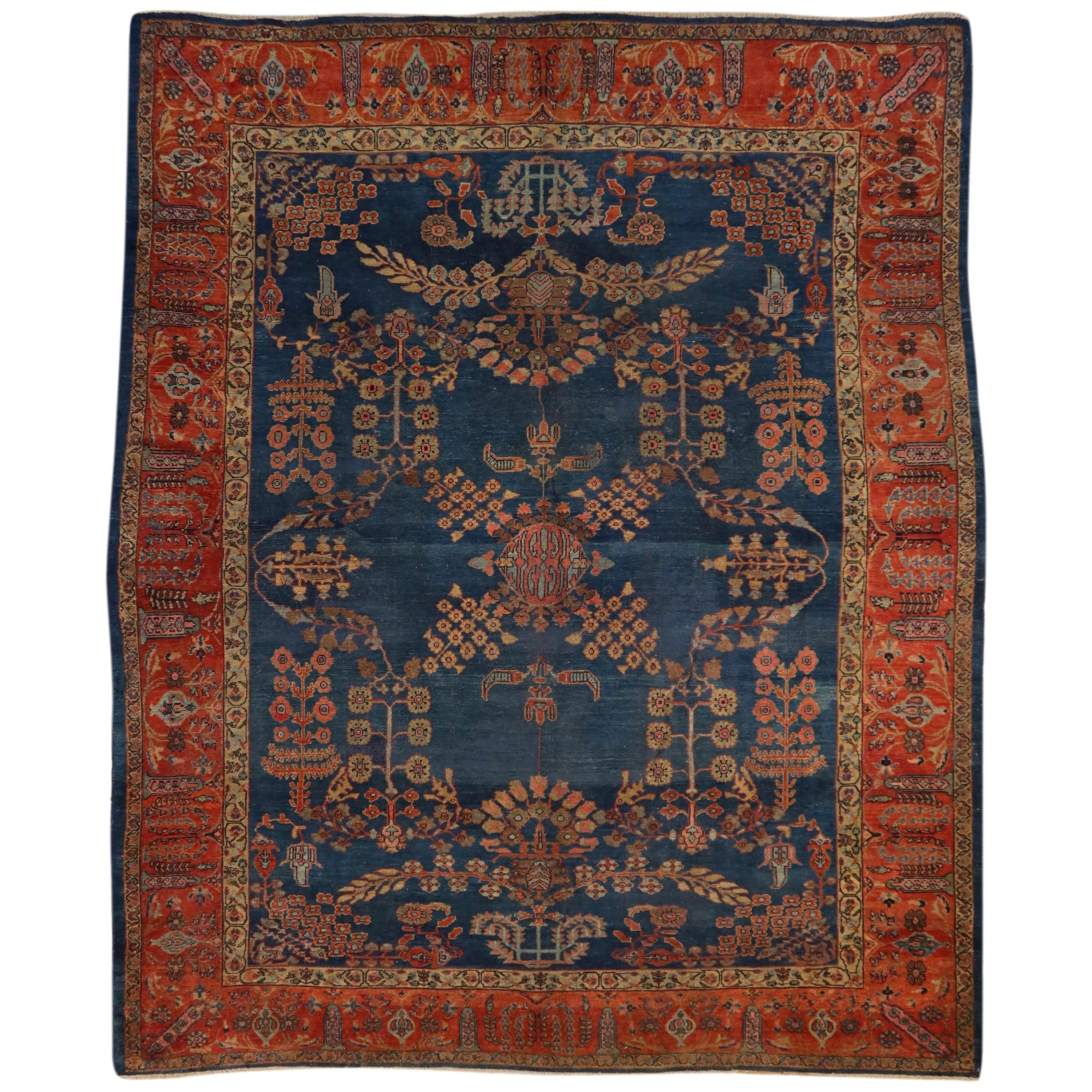 Hand Knotted, New Zealand Wool, Persian Antique Sultanabad Rug