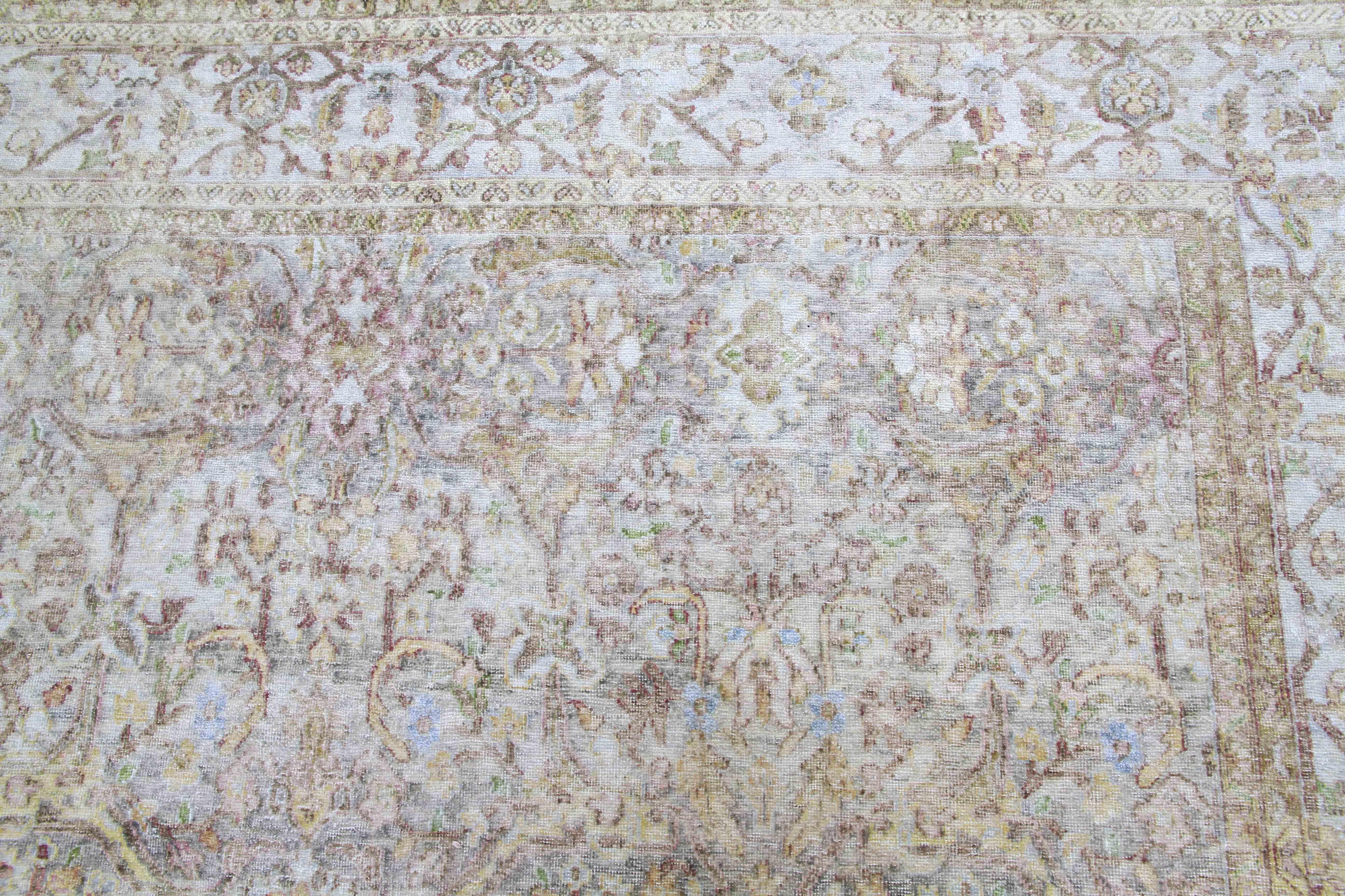 Contemporary Hand Knotted One of a Kind Distressed Silk Rug 8'7''x11'6'' For Sale