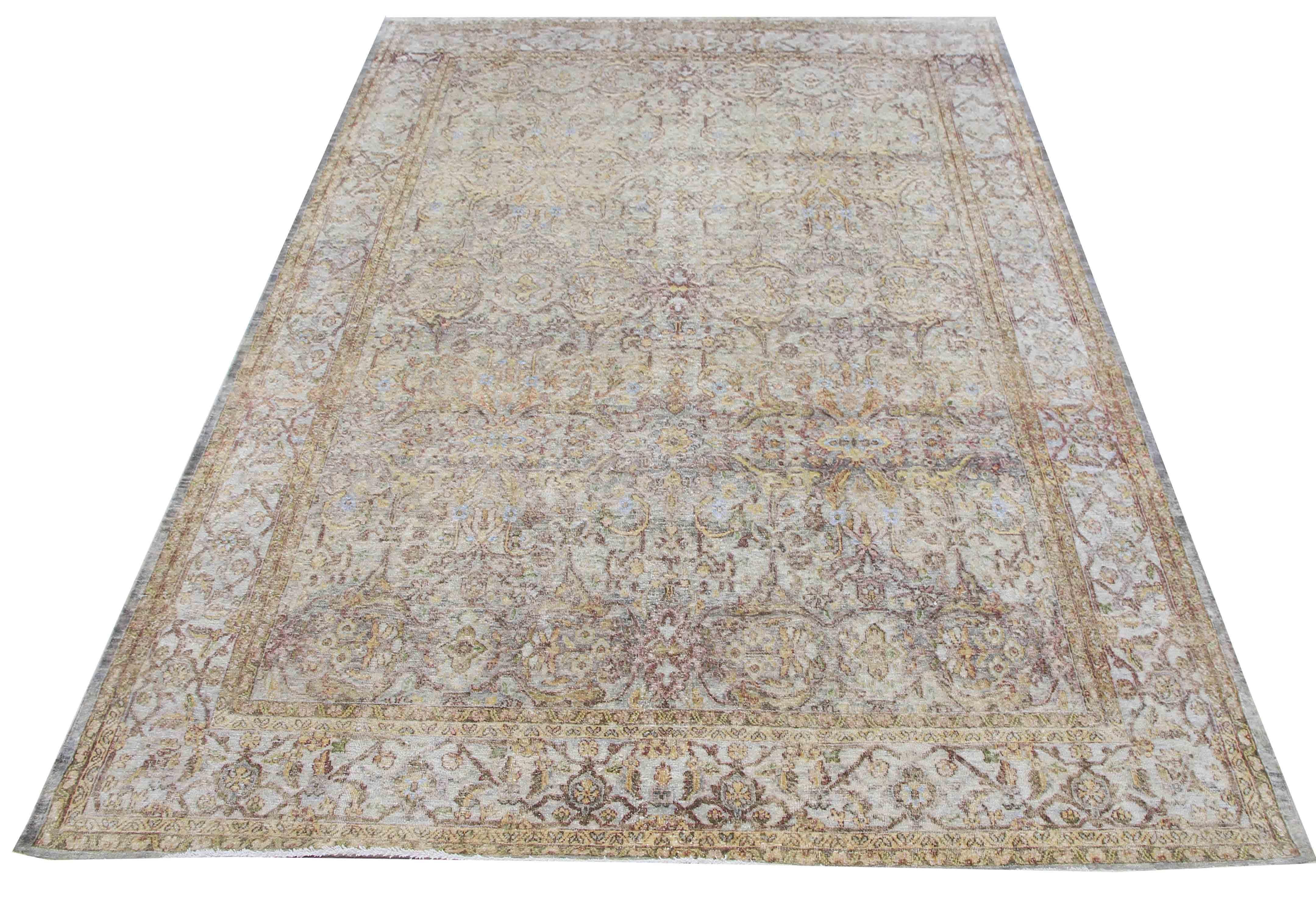 Hand Knotted One of a Kind Distressed Silk Rug 8'7''x11'6'' For Sale 2