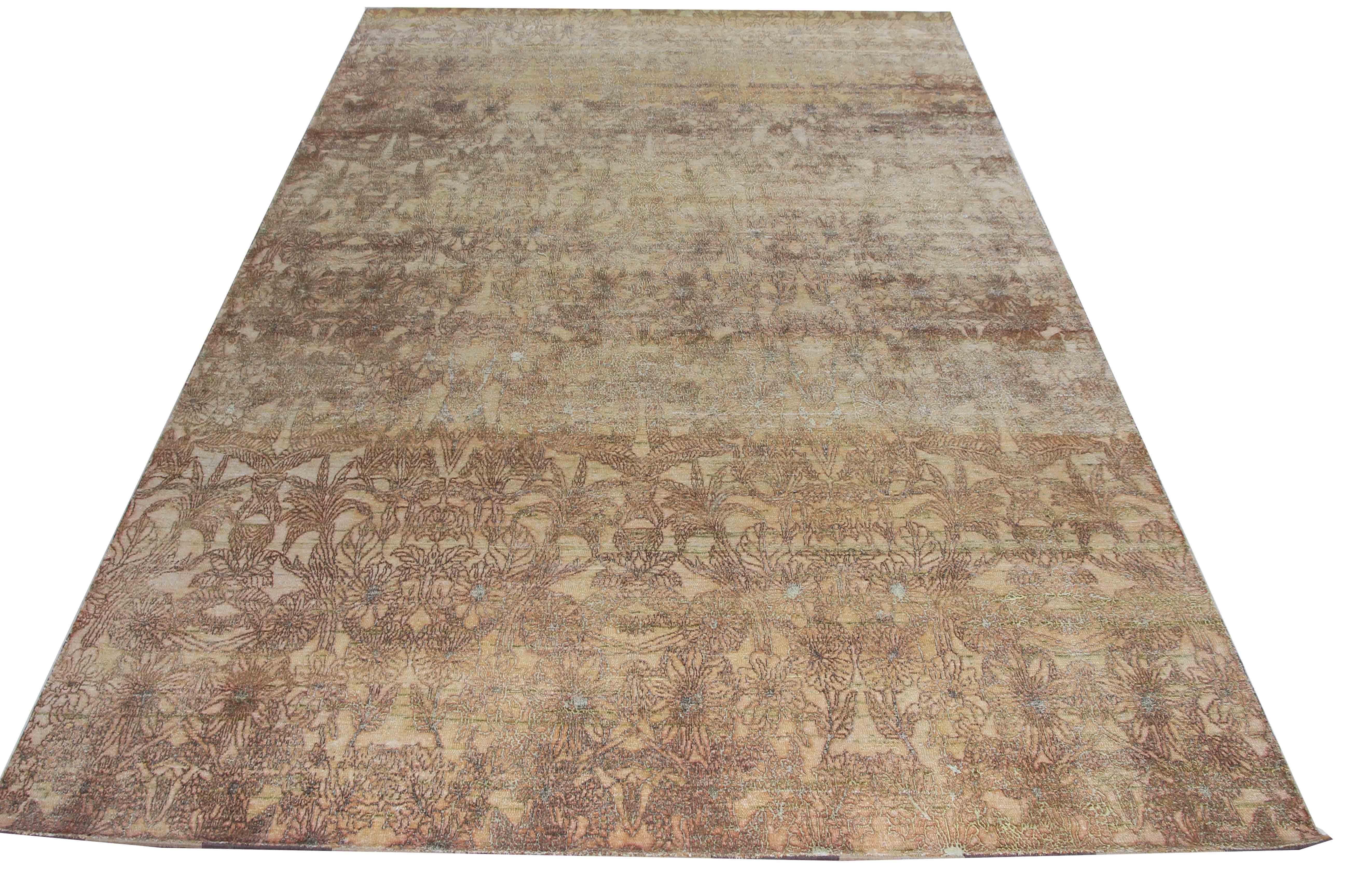 Hand Knotted One of a Kind Silk Area Rug 7'10'' x 10'3'' For Sale 1