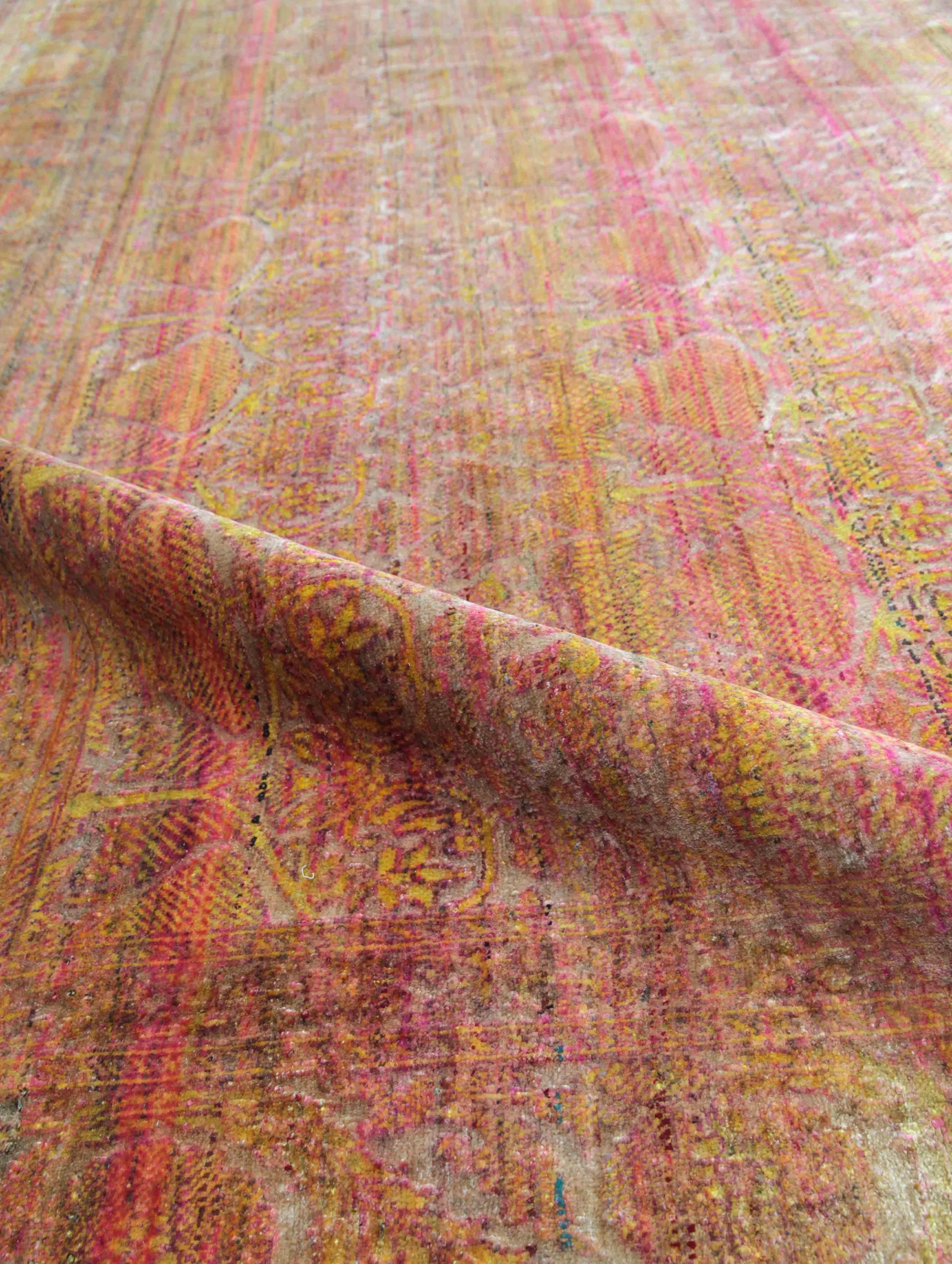 Hand Knotted One of a Kind Silk Area Rug 9'9'' x 14' For Sale 6