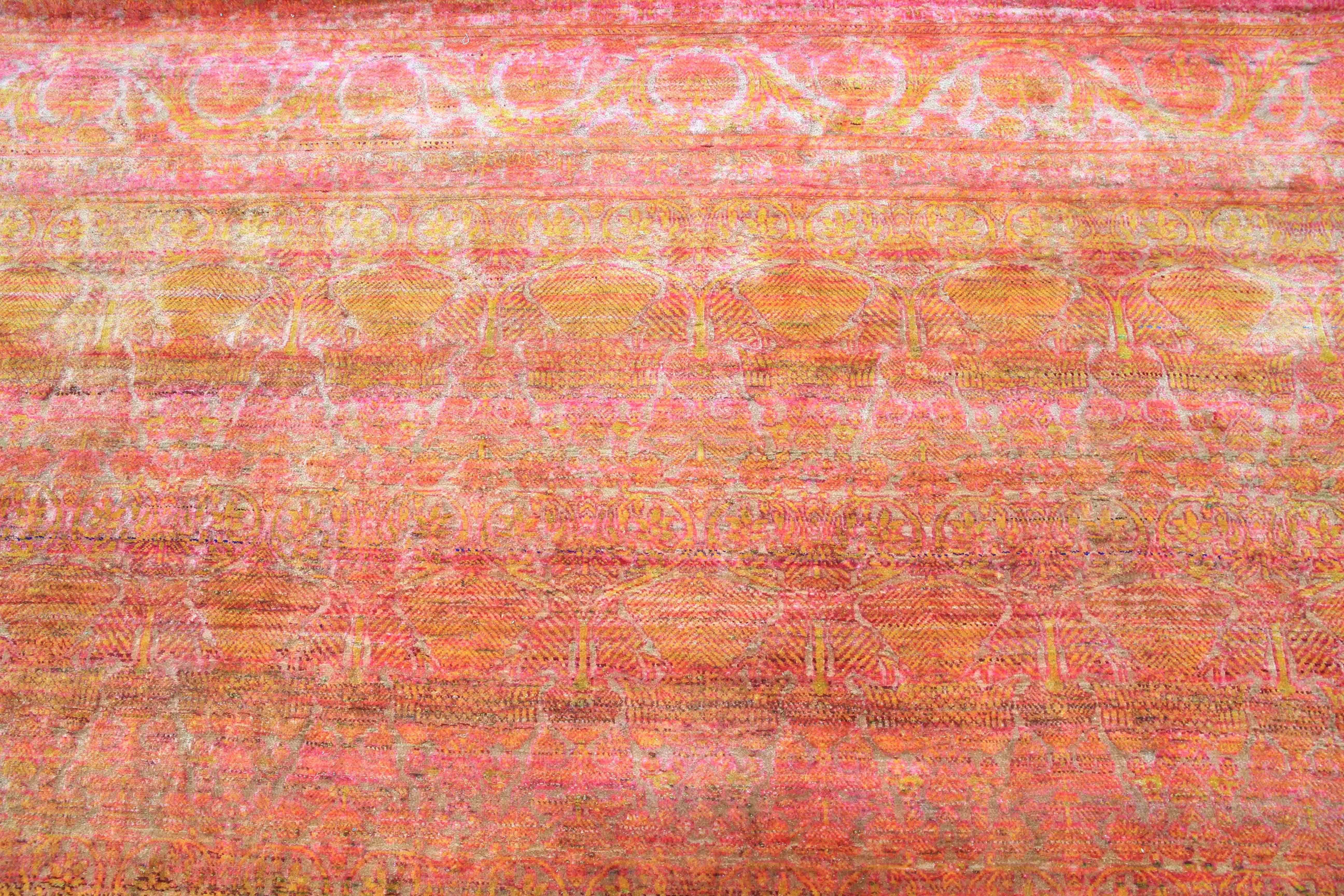 Hand Knotted One of a Kind Silk Area Rug 9'9'' x 14' For Sale 1