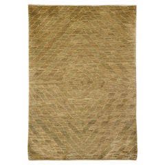 Hand-Knotted Organic Modern Persian Carpet in Soft Olive and Taupe, 5
 x 7
